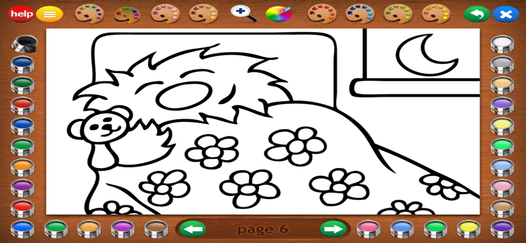 Little monster sleeping in bed with a teddy bear coloring page