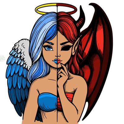 realistic angel half demon