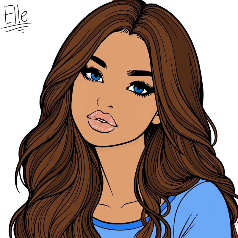 realistic girl with hair on her hair and lips