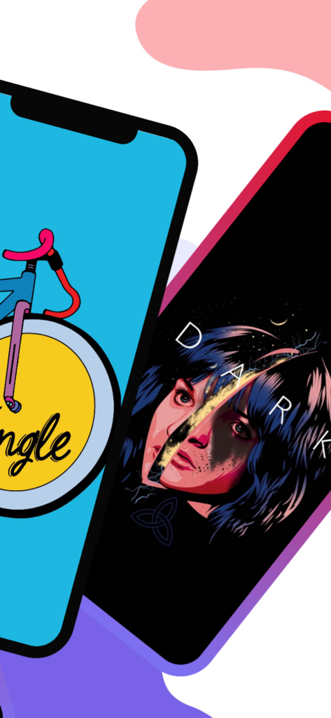 Wallcandy - Unique Wallpapers - Deux iPhones affichant de l'art numérique unique et des fonds d'écran esthétiques de l'application Wallcandy