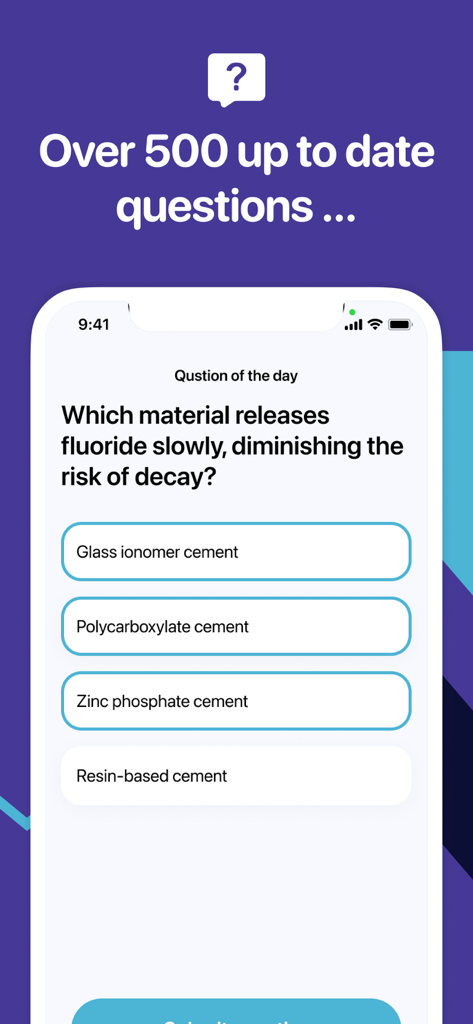 DANB CDA Practice Test - A mobile screen showing a practice question for the dental assistant certification exam.