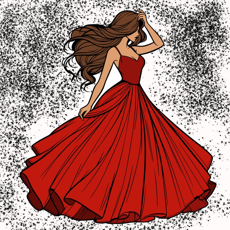 realistic woman with dress flowing in the wind