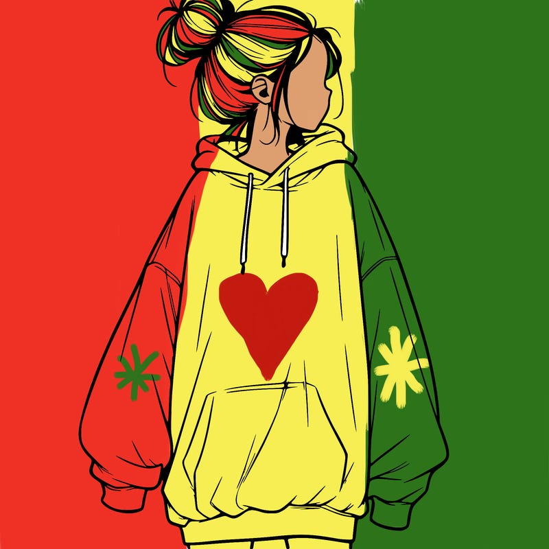 realistic girl with a oversized sweatshirt on and a bun