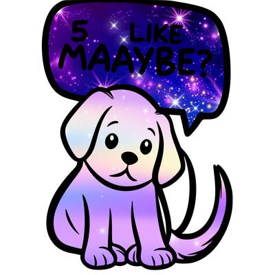 a puppy that says 5 like maybe