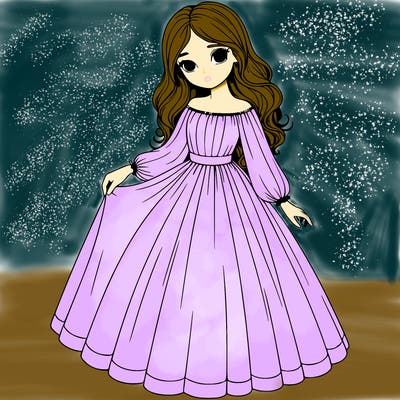 realistic girl with a long dress
