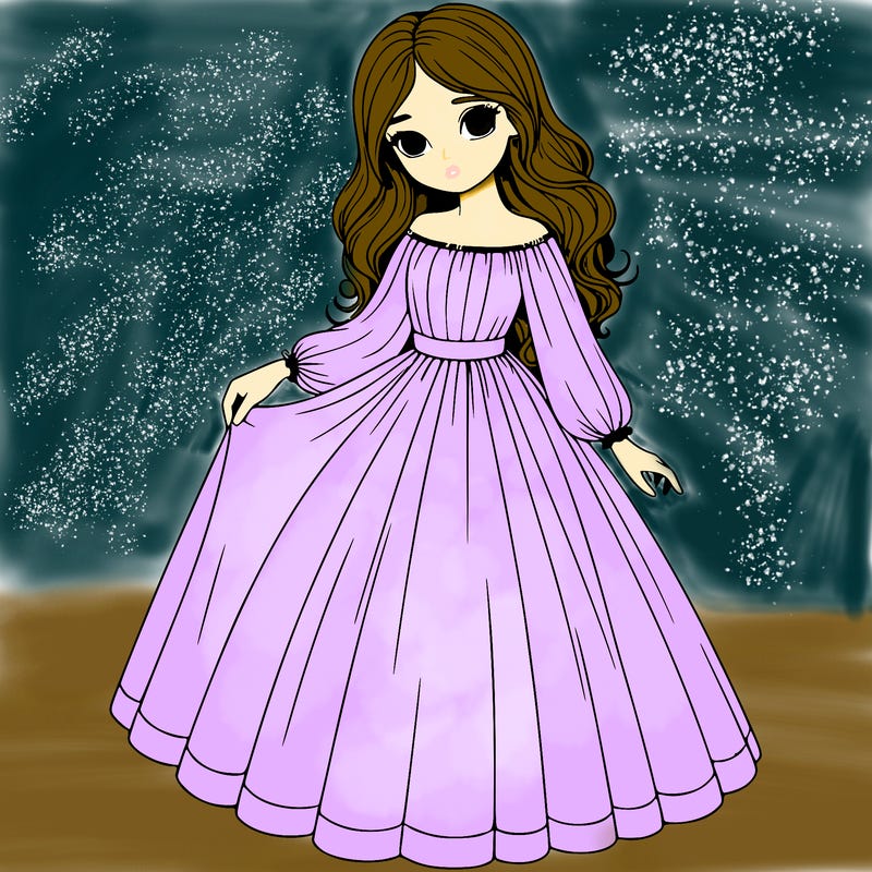 realistic girl with a long dress
