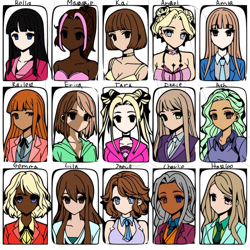 girls that look diffrent anime