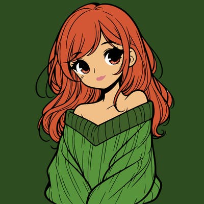 shy pretty girl wearing a sweater that is falling off one shoulder portrait