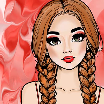 realistic girl with braids
