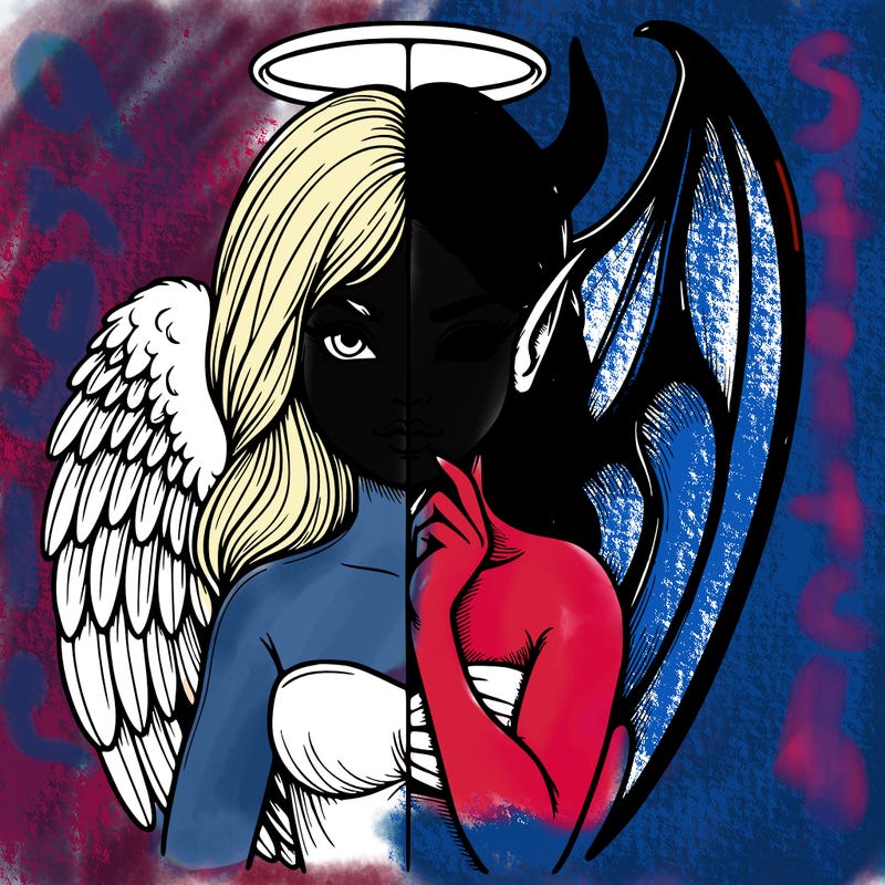 realistic angel half demon