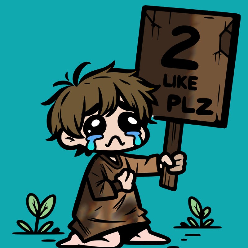 small poor toddler crying with sign that says 2 like plz