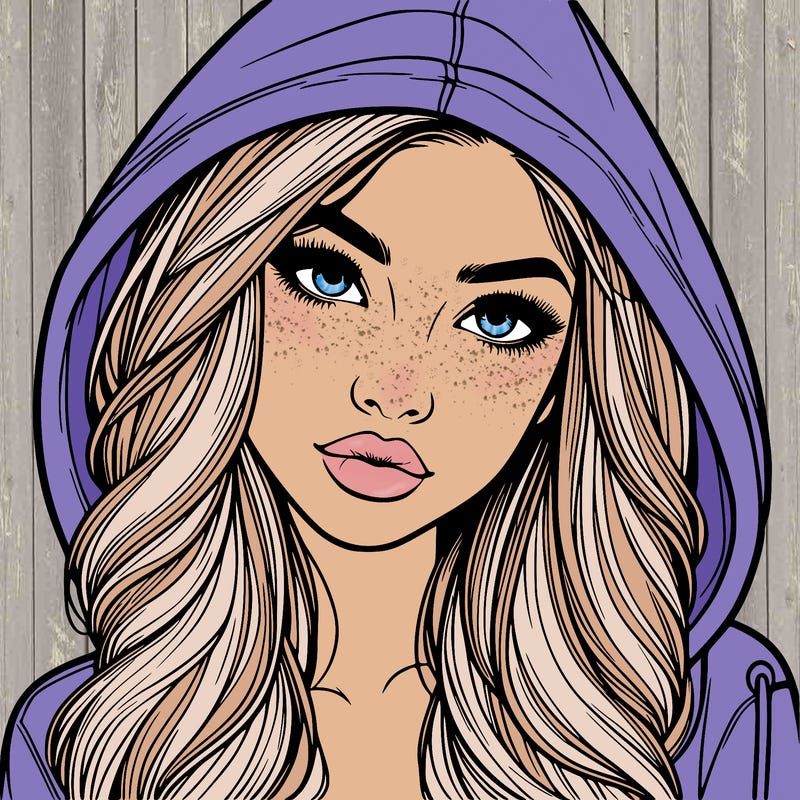 realistic beautiful girl with a hood on
