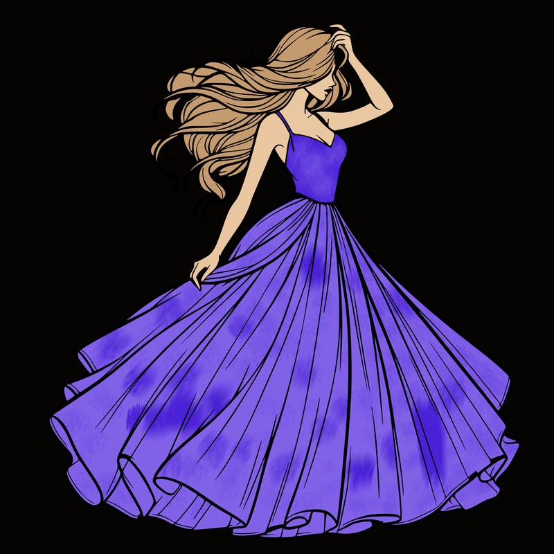 realistic woman with dress flowing in the wind