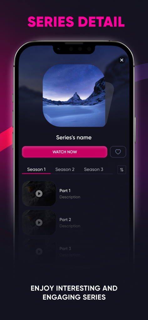 Fir IPTV - Interface de l'application mobile Fir IPTV montrant les détails de la série et les épisodes.