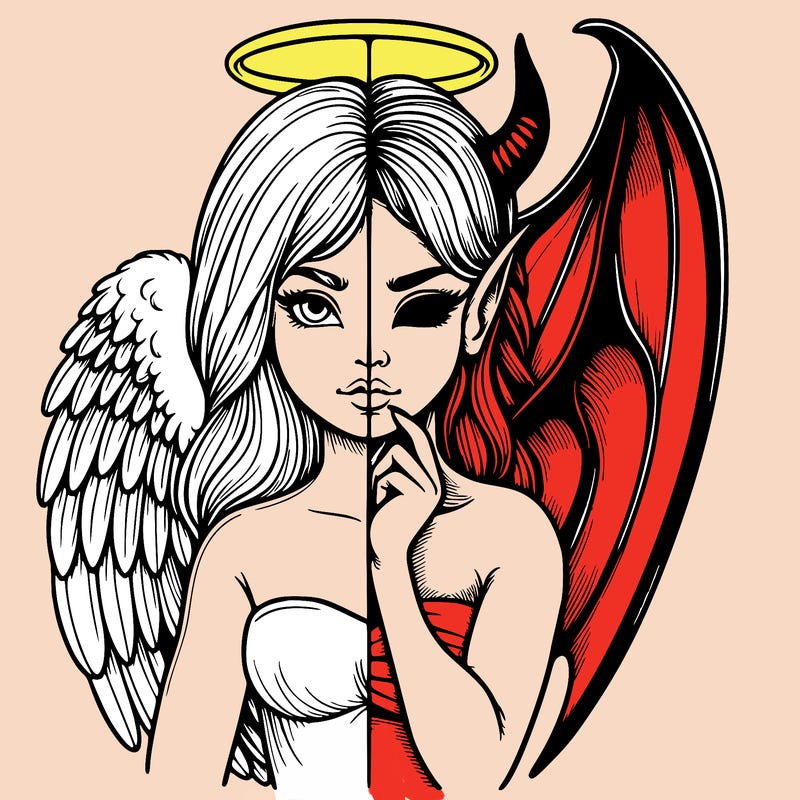 realistic angel half demon