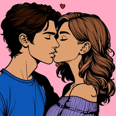 realistic couple kissing