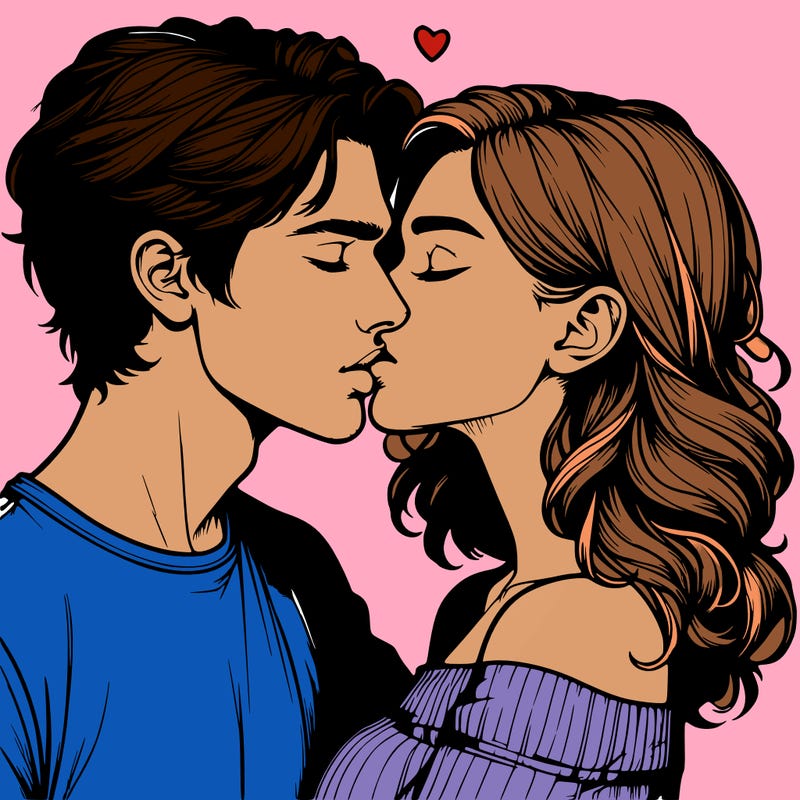 realistic couple kissing