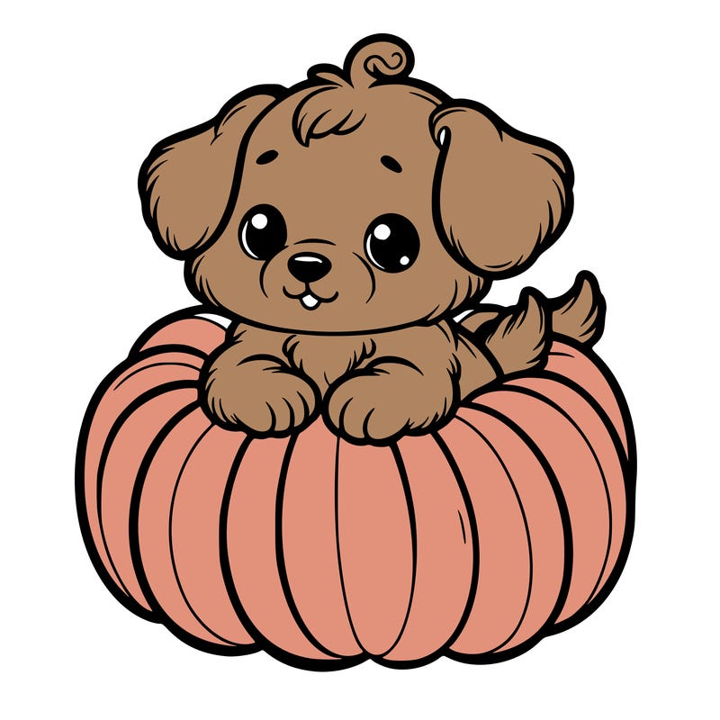 cute little puppy in a pumpkin