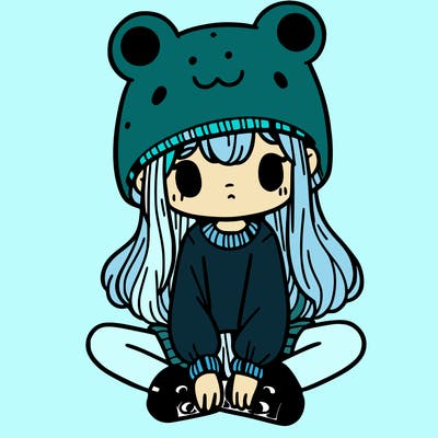 a girl wearing a frog hat and some frog socks