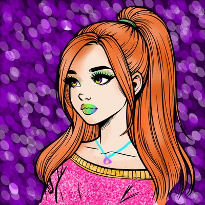 realistic girl with a high ponytail