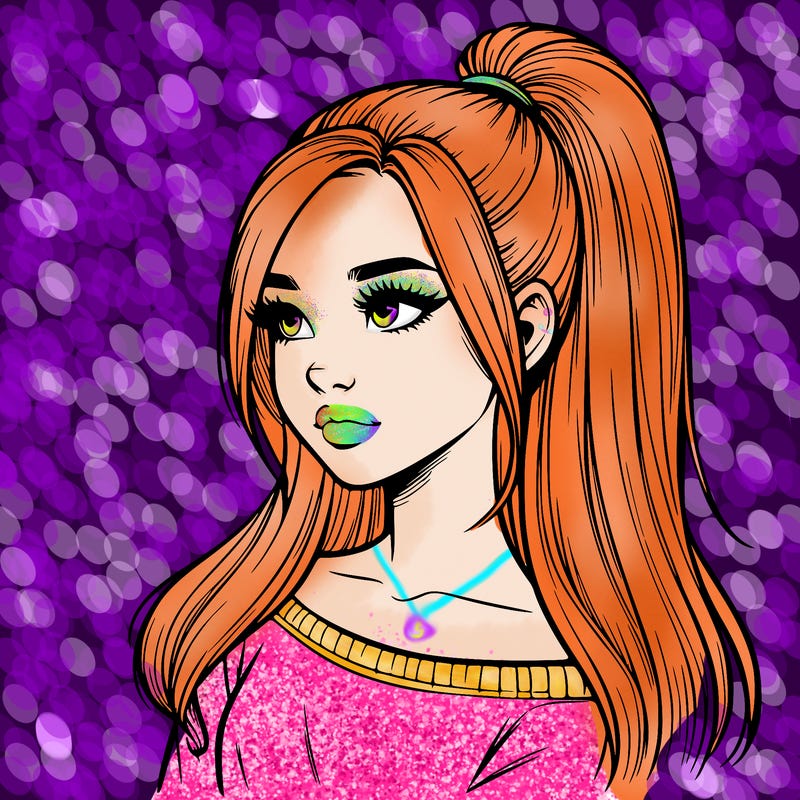 realistic girl with a high ponytail