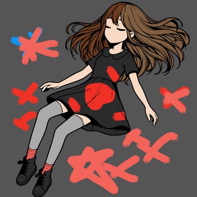 realistic girl floating