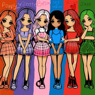 a group of girls realistic