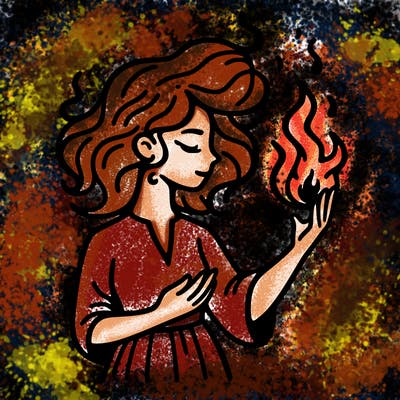 woman with fire