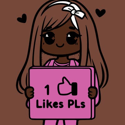 girl holding a sign saying 10 likes pls