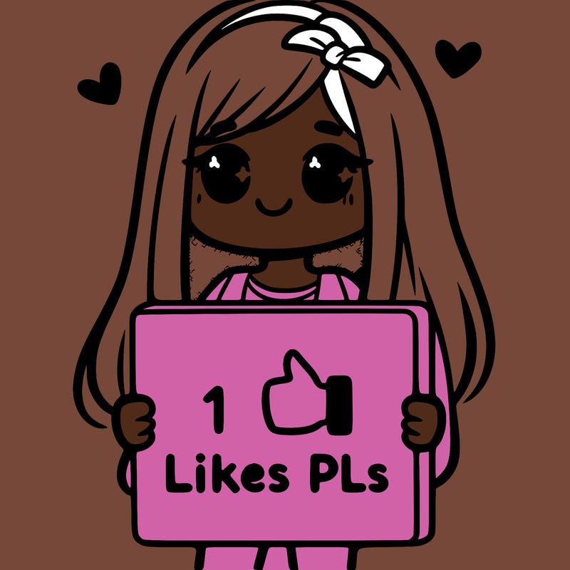 girl holding a sign saying 10 likes pls