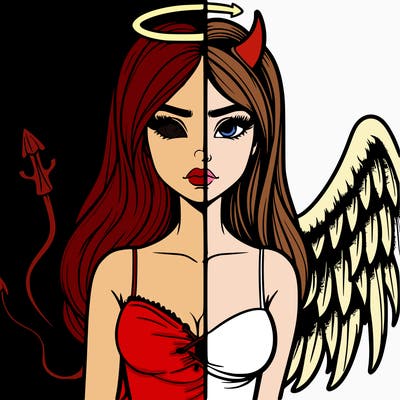devil vs angel realistic girl