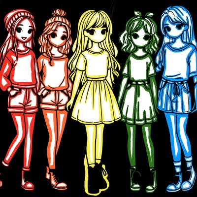 a group of five girls