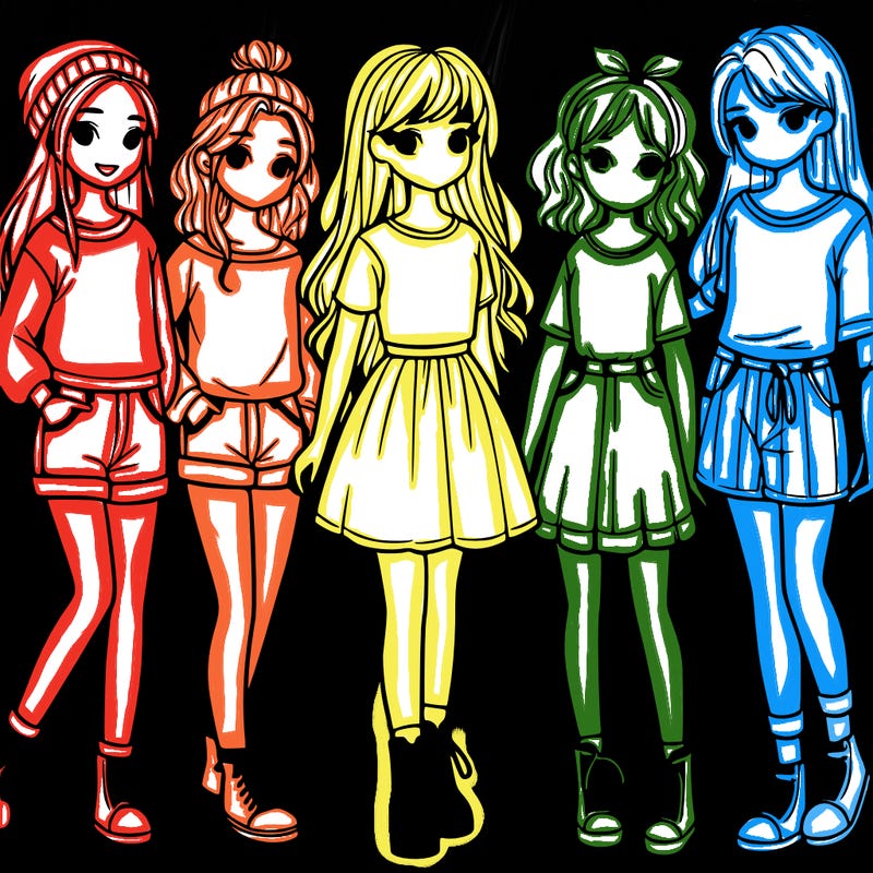 a group of five girls