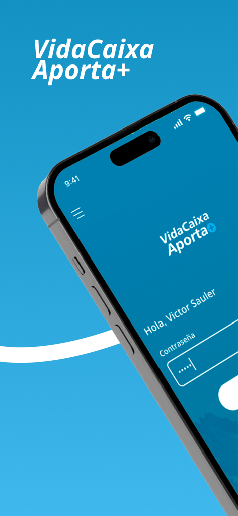 Pantalla de inicio de sesión de la aplicación financiera móvil VidaCaixa Aporta plus que muestra un campo de contraseña.