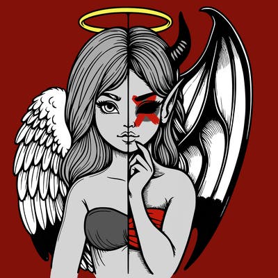 realistic angel half demon