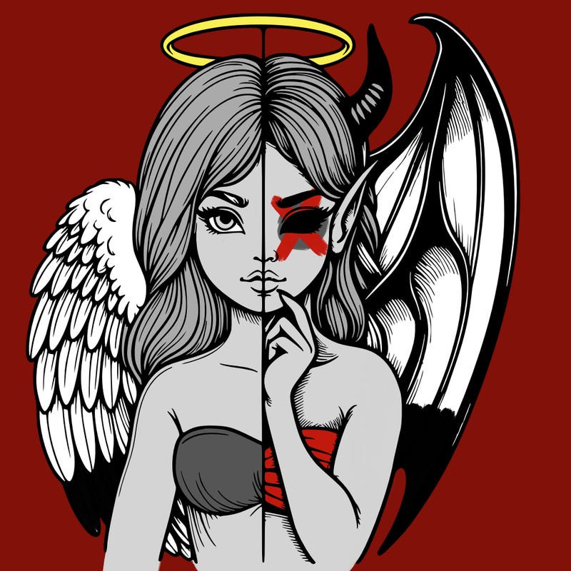 realistic angel half demon