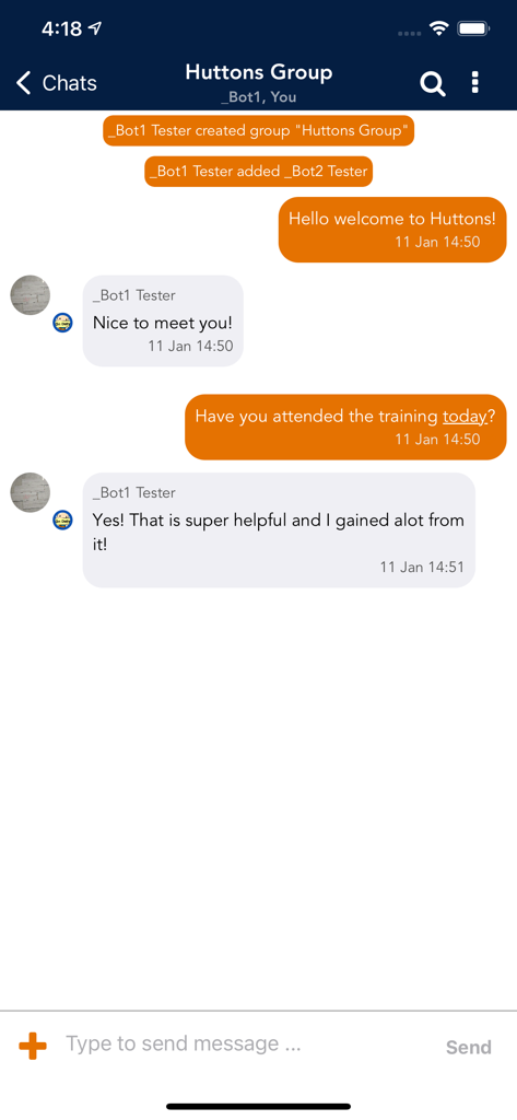 Huttons Link Up - Messaging interface within the Huttons Link Up app for real estate agent collaboration
