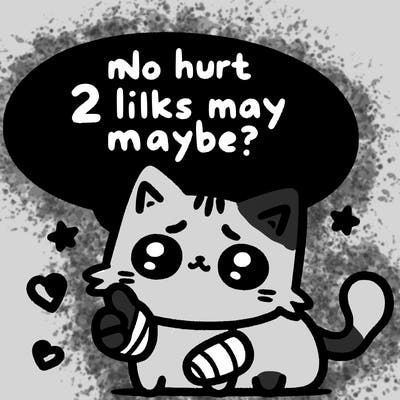 cute cat thats been hurt saiying 2 likes maybe