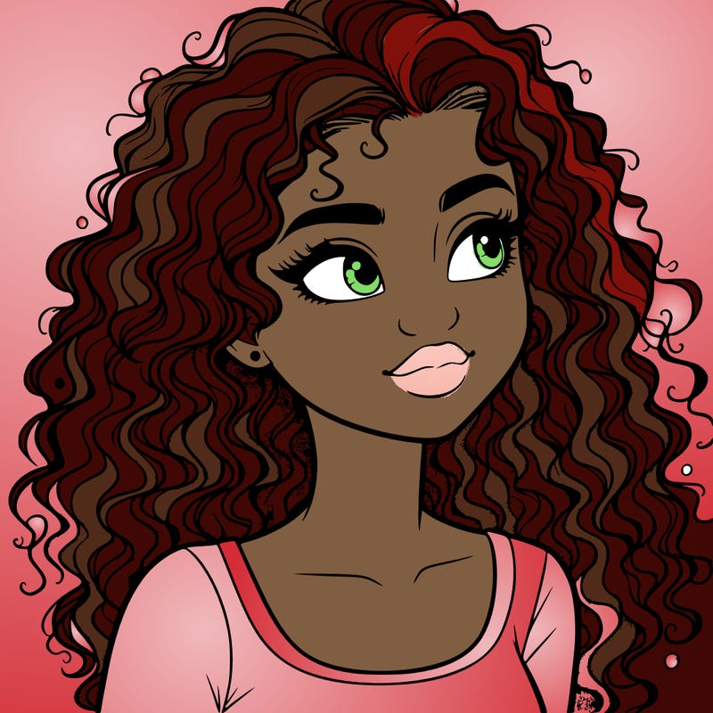 realistic girl with curly hair