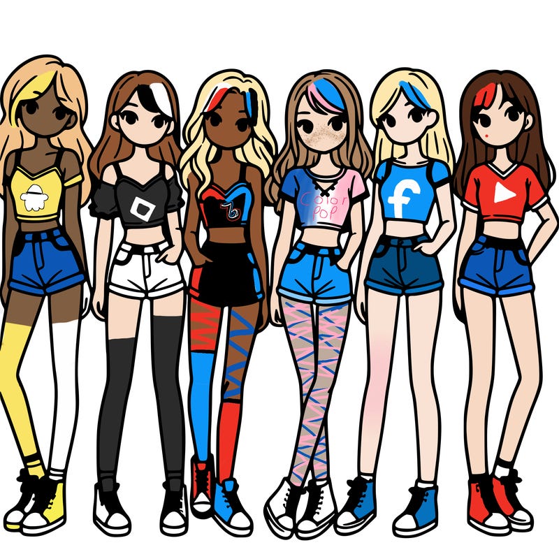 a group of girls wearing crop tops and shorts