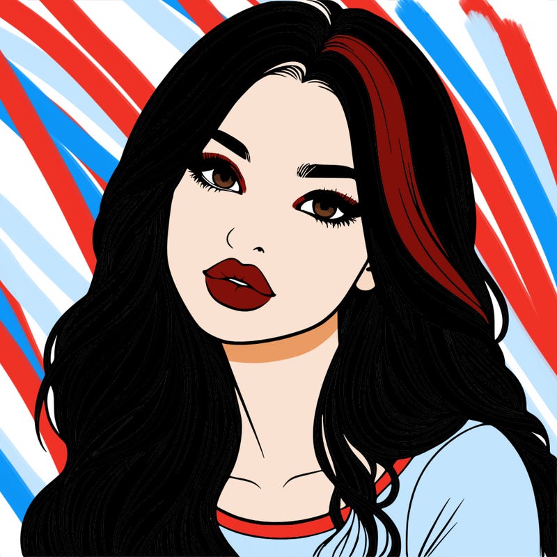 realistic girl with hair on her hair and lips