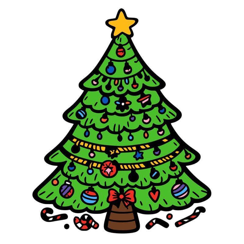 christmas tree with lots of details