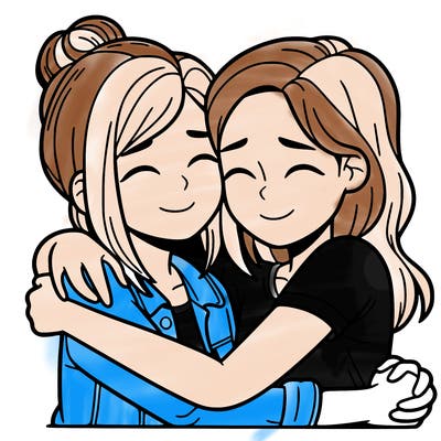 two best friends huging