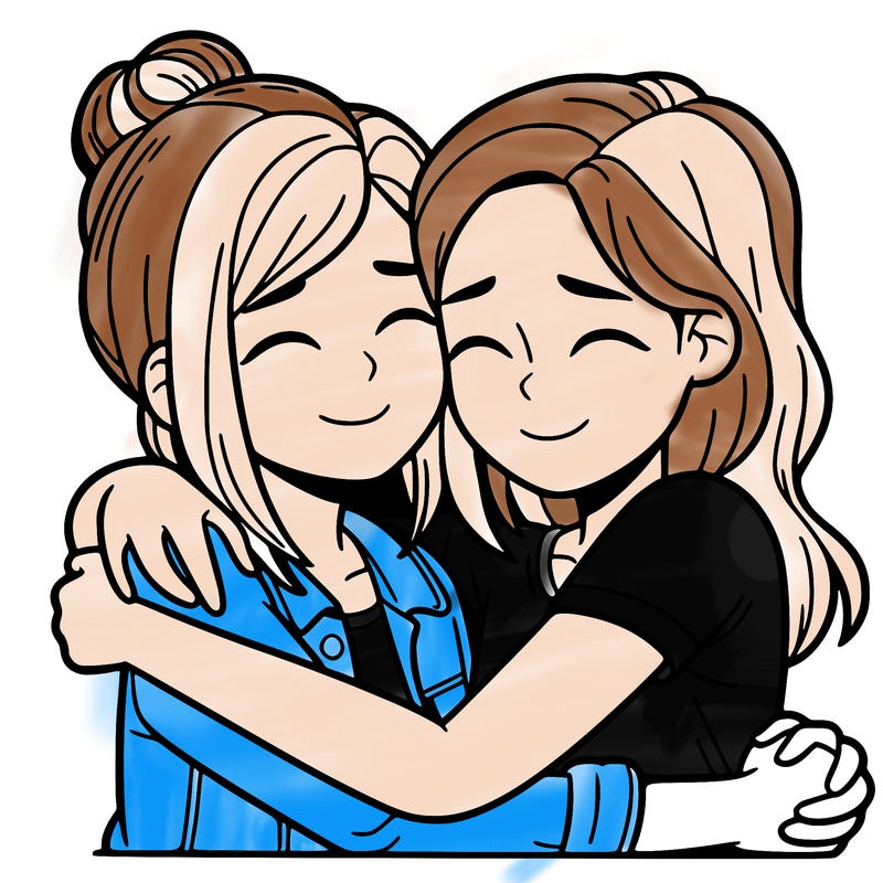 two best friends huging