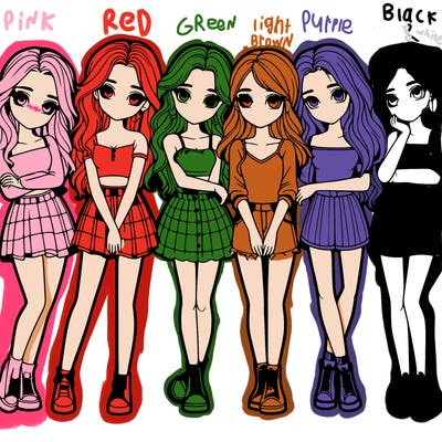 a group of girls realistic