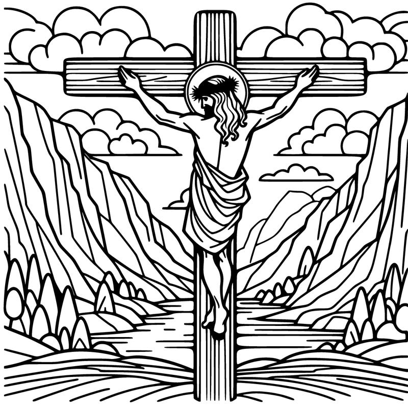 jesus on the cross with a beautiful background