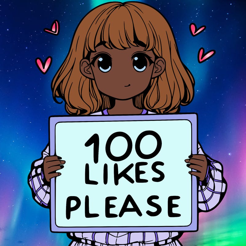 a girl holding a sign saying 100 likes please