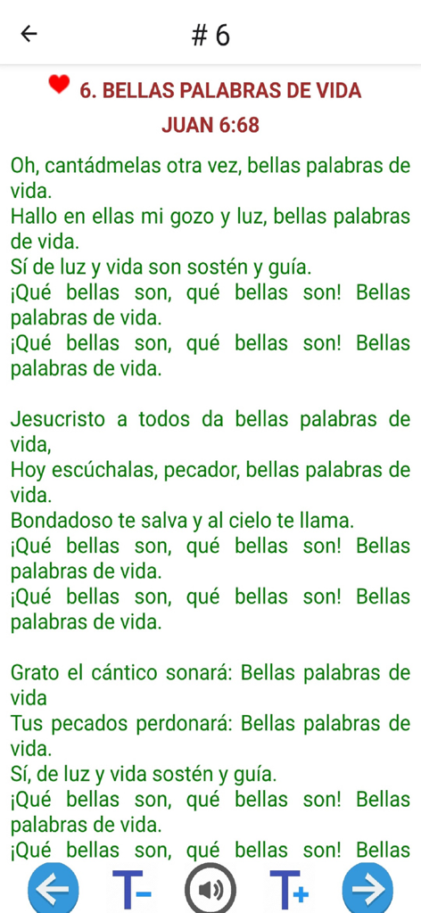 IGLESIA DE CRISTO HIMNARIO - Lyrics of the hymn Bellas Palabras de Vida in the Iglesia de Cristo Himnario app