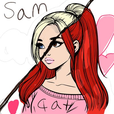 realistic girl with a high ponytail