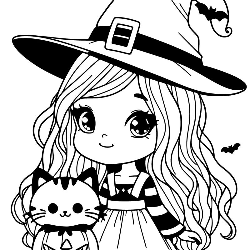 halloween girl with a kitty